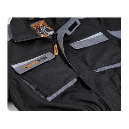 Tuta da lavoro multitasche in T/C canvas 280 g, inserti in Cordura e Reflex 3M scotchlite, nero/grigio art. 7825