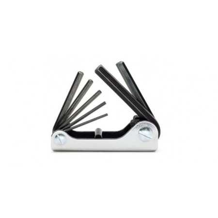 SERIE DI 6 CHIAVI MASCHIO ESAGONALE PIEGATE BRUNITE CON SUPPORTO IN METALLO ART. 96N/G7