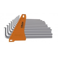 SERIE DI 8 CHIAVI MASCHIO ESAGONALE PIEGATE TIPO LUNGO CROMATE  ART. 96LC/SC8