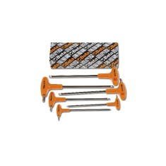 SERIE DI 6 CHIAVI MASCHIO ESAGONALE PIEGATE CON ESTREMITA' SFERICA ED IMPUGNATURA DI MANOVRA CROMATE ART. 96TBP/S6   