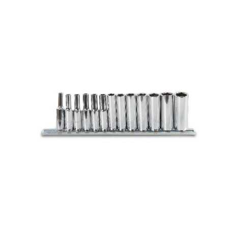 SERIE DI CHIAVI A BUSSOLA A MANO CON ATTACCO QUADRO FEMMINA 1/4" TIPO LUNGO BOCCA ESAGONALE CROMATE ART. 900L/SB13   