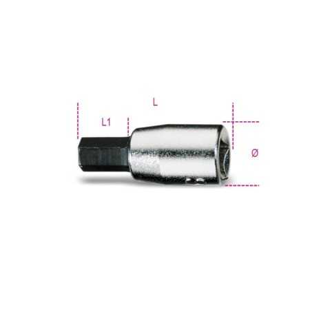 CHIAVI A BUSSOLA A GIRAVITE MASCHIO ESAGONALE CON ATTACCO QUADRO FEMMINA 1/4" CROMATE-INSERTI BRUNITI MM 8 ART. 900ME   