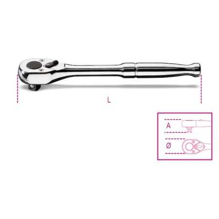 CRICCHETTO REVERSIBILE CON ATTACCO QUADRO MASCHIO 3/8" CON IMPUGNATURA IN METALLO CROMATO ART. 910M/55   