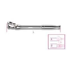 CRICCHETTO REVERSIBILE SNODATO CON ATTACCO QUADRO MASCHIO 3/8" CON IMPUGNATURA IN METALLO CROMATO ART. 910M/56   