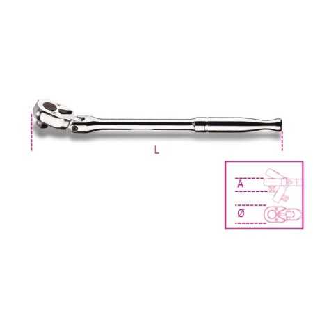 CRICCHETTO REVERSIBILE SNODATO CON ATTACCO QUADRO MASCHIO 3/8" CON IMPUGNATURA IN METALLO CROMATO ART. 910M/56   