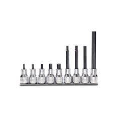 SERIE DI 9 CHIAVI A BUSSOLA MASCHIO ESAGONALE CON ATTACCO QUADRO FEMMINA 1/2" CROMATE ART. 920PE/SB9   