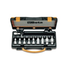 SERIE DI 10 CHIAVI A BUSSOLA MASCHIO ESAGONALE CON ATTACCO QUADRO FEMMINA 1/2" CROMATE ART. 920PE/C10   