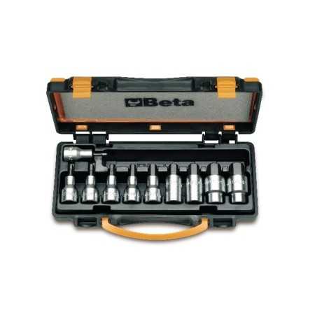 SERIE DI 10 CHIAVI A BUSSOLA MASCHIO ESAGONALE CON ATTACCO QUADRO FEMMINA 1/2" CROMATE ART. 920PE/C10   