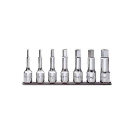 SERIE DI 7 CHIAVI A BUSSOLA MASCHIO ESAGONALE CON ATTACCO QUADRO FEMMINA 1/2" CROMATE ART. 920ME/SB7   