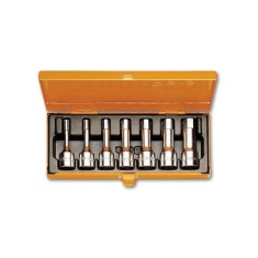 SERIE DI 7 CHIAVI A BUSSOLA MASCHIO ESAGONALE CON ATTACCO QUADRO FEMMINA 1/2" CROMATE ART. 920ME/C7   