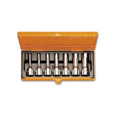 SERIE DI 7 CHIAVI A BUSSOLA MASCHIO ESAGONALE CON ATTACCO QUADRO FEMMINA 1/2" CROMATE ART. 920ME/C7   