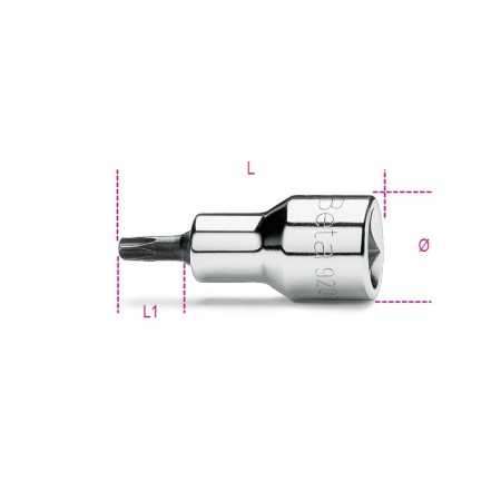 CHIAVI A BUSSOLA MASCHIO PER VITI CON IMPRONTA TORX®  CON ATTACCO QUADRO FEMMINA 1/2" CROMATE T45 ART. 920TX   