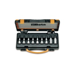 SERIE DI 9 CHIAVI A BUSSOLA MASCHIO PER VITI CON IMPRONTA TORX®  CON ATTACCO QUADRO FEMMINA 1/2" CROMATE  ART. 920TX/C9   