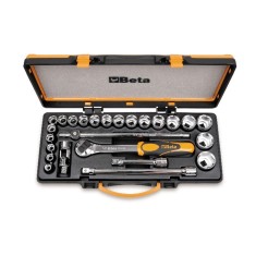 20 CHIAVI A BUSSOLA POLIGONALI E 5 ACCESSORI IN CASSETTA DI LAMIERA ART. 920B/C20X   