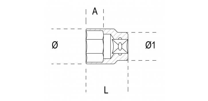 CHIAVI A BUSSOLA A MANO CON ATTACCO QUADRO FEMMINA 3/4" BOCCA ESAGONALE MM 41 CROMATE ART. 928A   