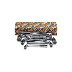 SERIE DI 11 CHIAVI A PIPA DOPPIE ESAGONALI-POLIGONALI CROMATE LUCIDE  ART. 932/S11   