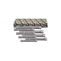 SERIE 8 CHIAVI A TUBO DOPPIE ESAGONALI SERIE LEGGERA CROMATE SATINATE  ART. 935/S8   