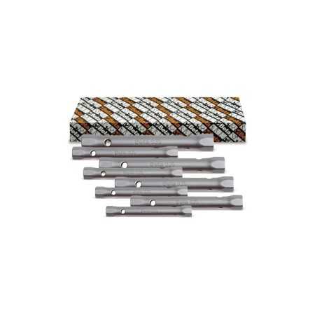 SERIE 8 CHIAVI A TUBO DOPPIE ESAGONALI SERIE LEGGERA CROMATE SATINATE  ART. 935/S8   