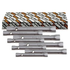 SERIE 8 CHIAVI A TUBO DOPPIE ESAGONALI SERIE LEGGERA CROMATE SATINATE  ART. 935/S8    2