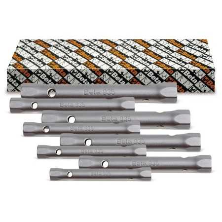 SERIE 8 CHIAVI A TUBO DOPPIE ESAGONALI SERIE LEGGERA CROMATE SATINATE  ART. 935/S8   