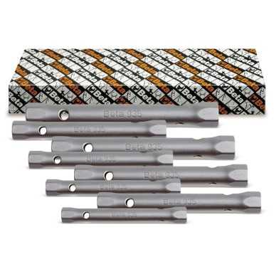 SERIE 13 CHIAVI A TUBO DOPPIE ESAGONALI SERIE LEGGERA CROMATE SATINATE  ART. 935/S13   