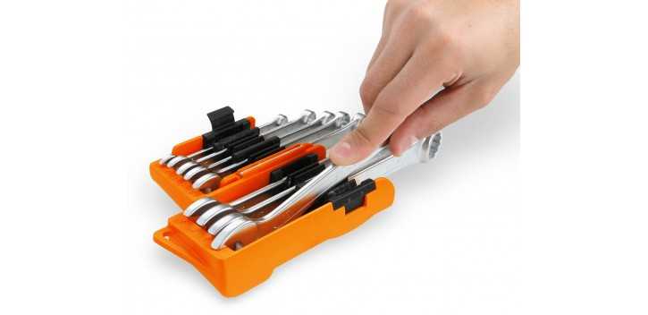 SERIE DI 9 CHIAVI COMBINATE A CRICCHETTO REVERSIBILE ART. 142/SC9I