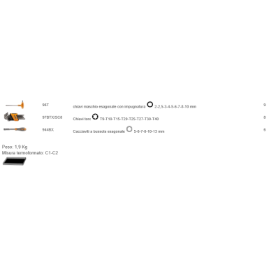 TERMOFORMATO MORBIDO CON ASSORTIMENTO DI 24 ATTREZZI BETA M60
