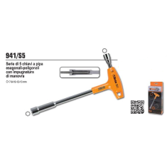 SERIE DI 5 CHIAVI A PIPA ESAGONALI-POLIGONALI CON IMPUGNATURA DI MANOVRA BETA 941/S5