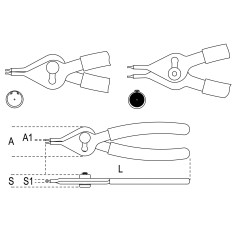 PINZA REVERSIBILE A BECCHI DIRITTI PER ANELLI ELASTICI DI SICUREZZA ART. 1039    2