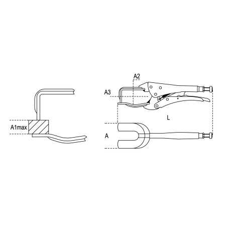 PINZE REGOLABILI AUTOBLOCCANTI GANASCE A FORCELLA L MM 200 ART. 1060   