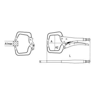 PINZE REGOLABILI AUTOBLOCCANTI GANASCE A COLLO DI CIGNO OSCILLANTI L MM 290 ART. 1062GM   