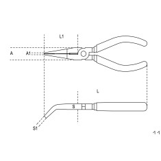 PINZE A BECCHI PIATTI LUNGHISSIMI PIEGATI IMPUGNATURA BIMATERIALE L MM 200 ART. 1164BM    2