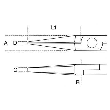 PINZA PER ELETTRONICA A BECCHI PIATTI LUNGHI LISCI ART. 1172BM   