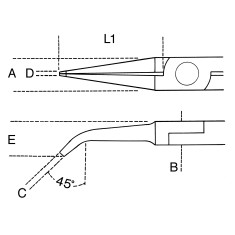 PINZA PER ELETTRONICA A BECCHI PIATTI LUNGHI PIEAGATI LISCI ART. 1172BM/P    2
