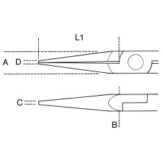 PINZA PER ELETTRONICA A BECCHI MEZZOTONDI LUNGHI LISCI ART. 1177BM    2