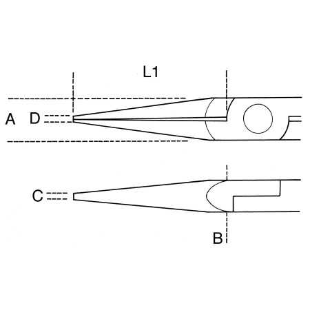 PINZA PER ELETTRONICA A BECCHI MEZZOTONDI LUNGHI ZIGRINATI ART. 1177BM/Z   