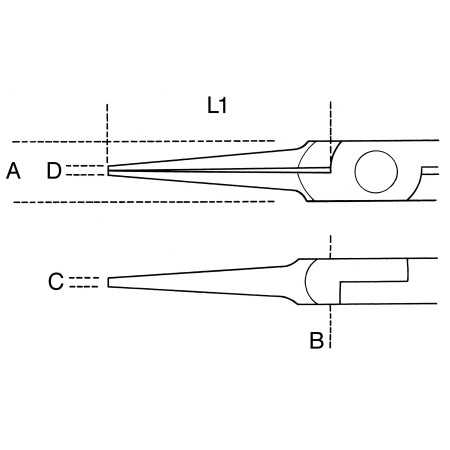 PINZA PER ELETTRONICA A BECCHI MEZZOTONDI LUNGHI LISCI RASTREMATI ART. 1178BM   