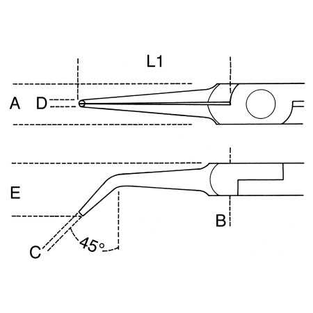 PINZA PER ELETTRONICA A BECCHI MEZZOTONDI LUNGHI LISCI RASTREMATI PIEGATI ART. 1178BM/P   