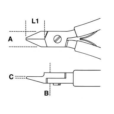 TRONCHESE PER ELETTRONICA A TAGLIENTI DIAGONALI RASI BECCHI ASSOTTIGLIATI SCARICATI L MM 130 ART. 1186BM   