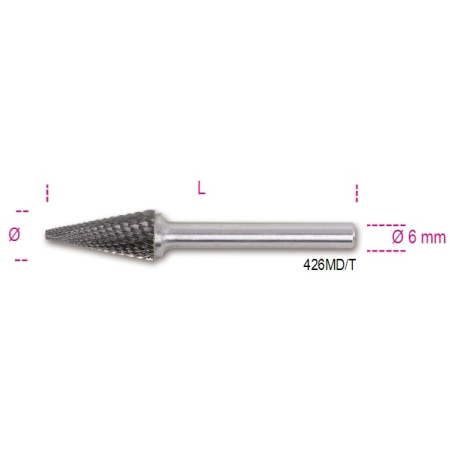 LIME ROTATIVE IN METALLO DURO TAGLIO INCROCIATO HM6 MM 12 ART. 426MD/T12