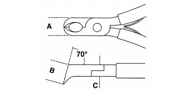 TRONCHESE PER ELETTRONICA A TAGLIENTI OBLIQUI RASI E SPELLAFILO L MM 130 ART. 1191BM/L   