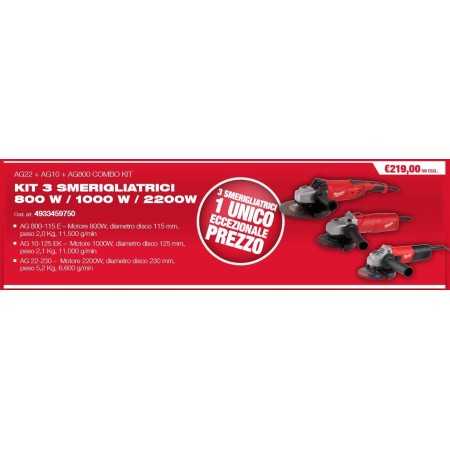KIT 3 MERIGLIATRICI AG22-230 + AG10-125EK + AG800-115E