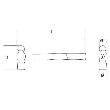 MARTELLO CON TESTA TONDA E PENNA SFERICA L1 MM 110 ART. 1377   