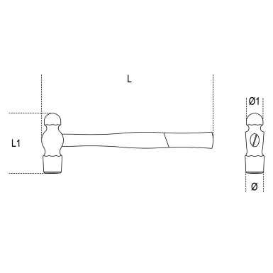 MARTELLO CON TESTA TONDA E PENNA SFERICA L1 MM 116 ART. 1377   