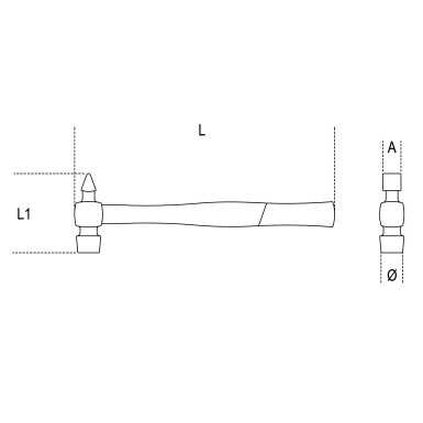 MARTELLO CON TESTA TONDA E PENNA SIMMETRICA L1 MM 115 ART. 1378   