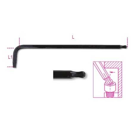 CHIAVI MASCHIO PIEGATE CON ESTREMITA' SFERICA ,MODELLO LUNGO, PER VITI CON IMPRONTA TORX® T10 ART. 97BTXL  
