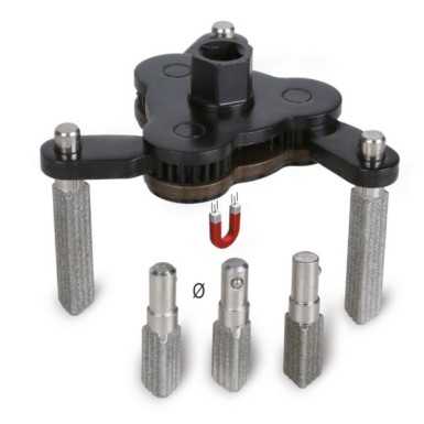 Chiave autoregolabile a tre bracci per filtri olio destrorsa-sinistrorsa, con bracci intercambiabili Beta 1493/C7