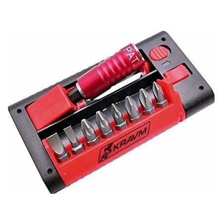 Kravm E06014 Set Inserti in Acciaio S2 con Portainserti Magnetico Blocca Vite, 9 Pezzi, Rosso/Grigio