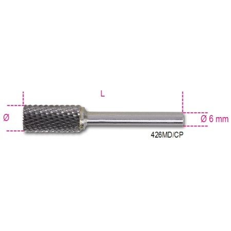 LIME ROTATIVE IN METALLO DURO TAGLIO INCROCIATO HM6 MM 8 ART. 426MD/CP8   