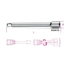 PROLUNGHE CON ATTACCHI QUADRI FEMMINA E MASCHIO 1/4" ANGOLARI CROMATE ART. 900AN/100   